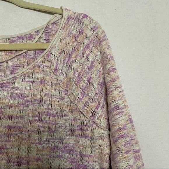 Free People We the Free Pink Combo Spaced Out Long Sleeve Cozy Knit Top Sz L - Picture 4 of 16